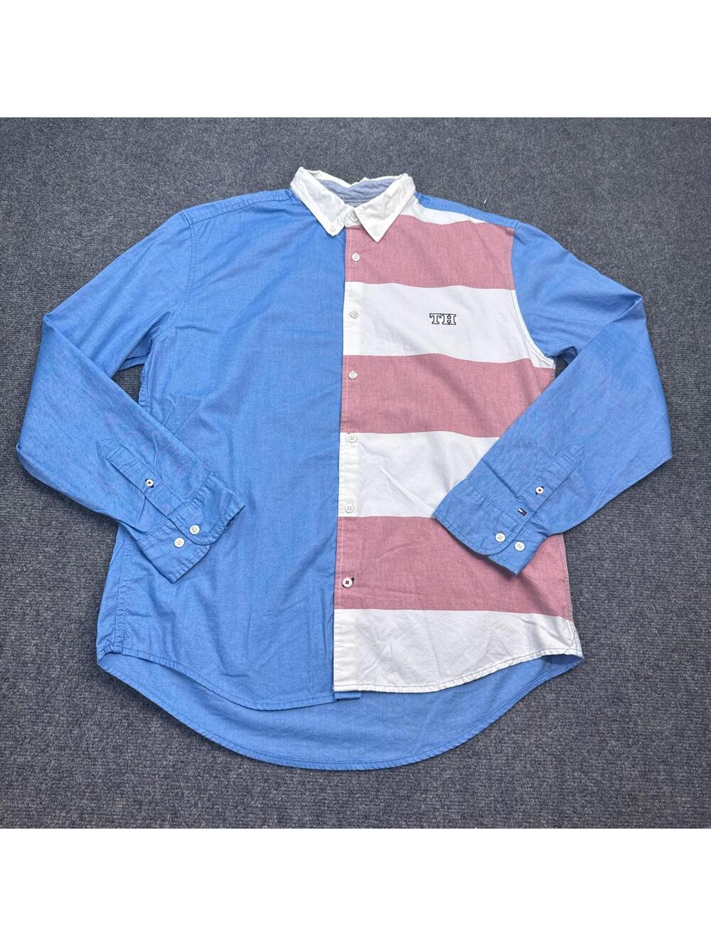 Tommy Hilfiger Slim Fit Button Up Shirt Mens Size XL American Flag Casual